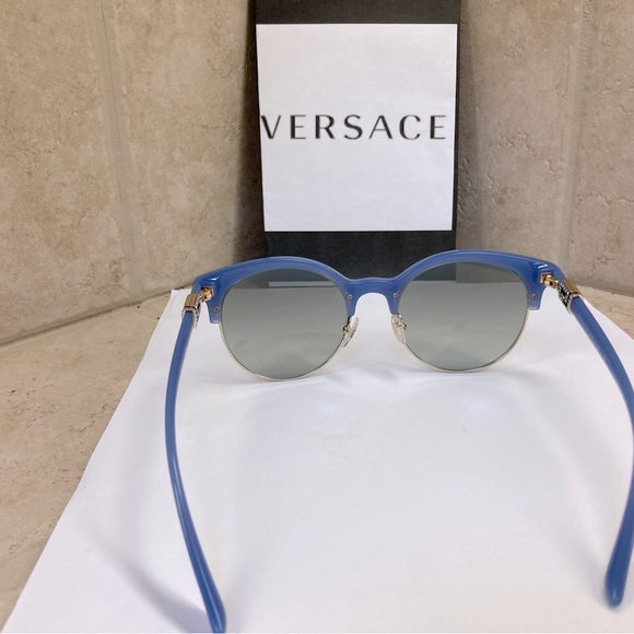 New Versace Blue Gold Crystals Sunglasses MOD4326B 52276V - Picture 8 of 14